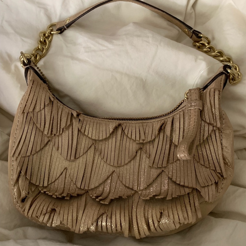 NWOT Coach Gold Fringe Crossbody Purse/Handbag.